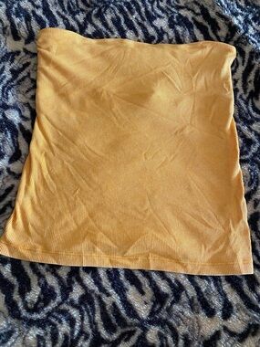 aerie Orange Ribbed Strapless Tube Top